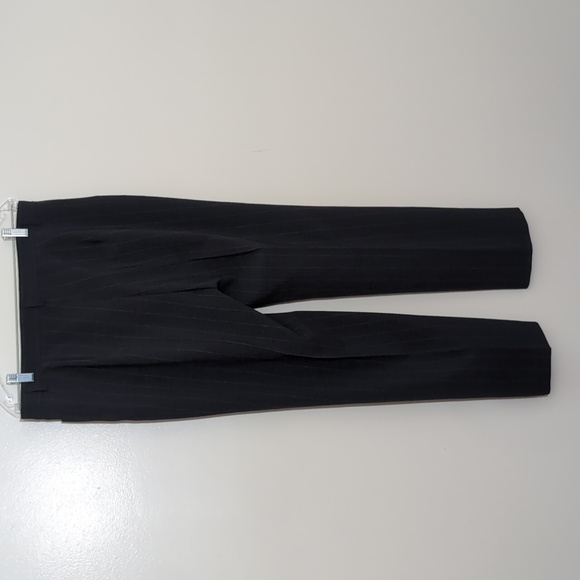 Brax| Grey With Brown Pin Stripe Pants Zippered Front Techno Wool - Picture 5 of 12